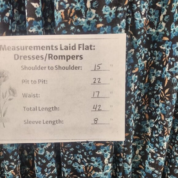 Ava & Viv Women's Blue Floral Print Dress Short Sleeve Size 1X - Picture 7 of 7